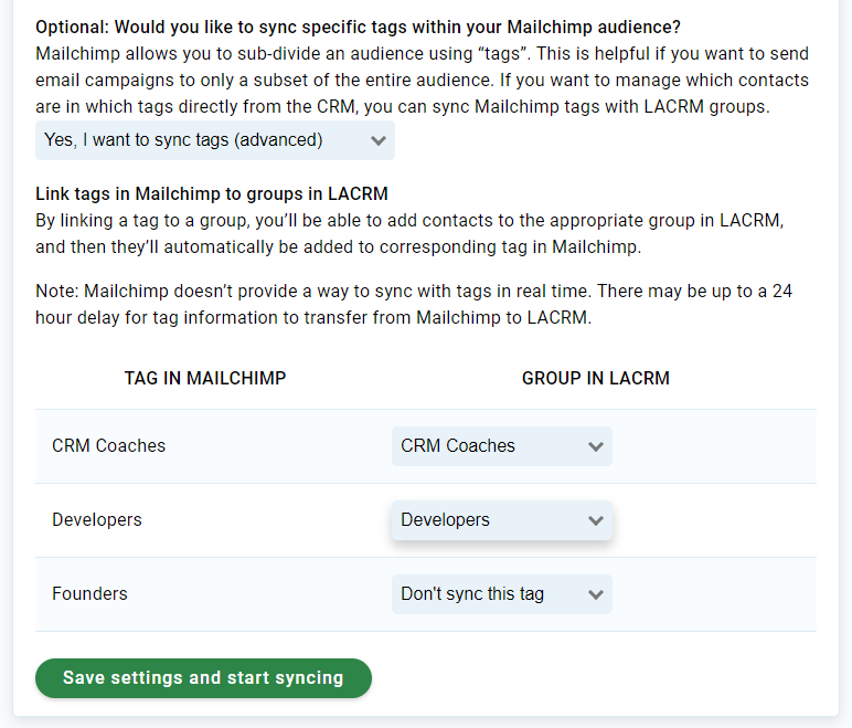 Integrating Mailchimp with LACRM